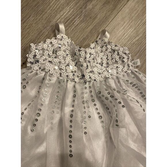 Build A Bear Spagetti Strap Dress White Spark Tulle Sequins Fancy Outfit BABW - Picture 7 of 7